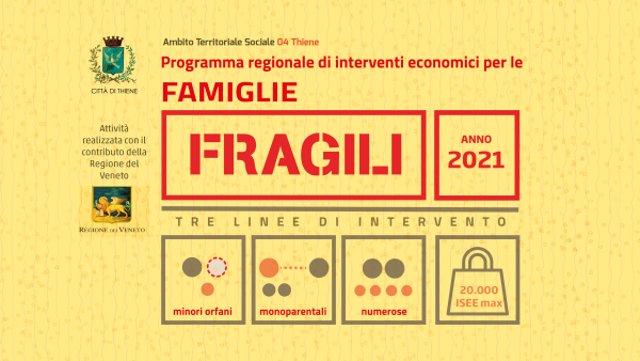 Programma di interventi economici a favore famiglie fragili Veneto